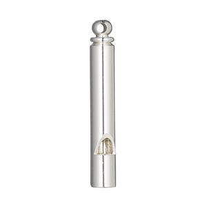 Focal, silver-finished brass, 36x5mm round tube whistle. Sold per pkg of 2.