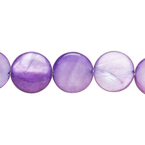 Mother-of-pearl shell 1pkg1, puffed flat round bead 15 inch indigo 12-13mm