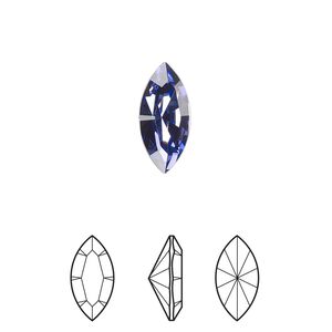 Fancy stone 2pk tanzanite foil back, Crystal Passions® 15x7mm navette 4228