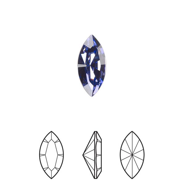 Fancy stone 2pk tanzanite foil back, Crystal Passions® 15x7mm navette 4228 image number 0