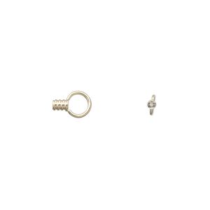 Crimp end, 14Kt white gold, 3x2mm tube with loop, 0.75mm inside diameter. Sold per pkg of 2.