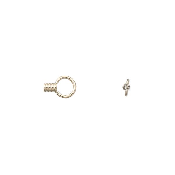 Crimp end, 14Kt white gold, 3x2mm tube with loop, 0.75mm inside diameter. Sold per pkg of 2. image number 0