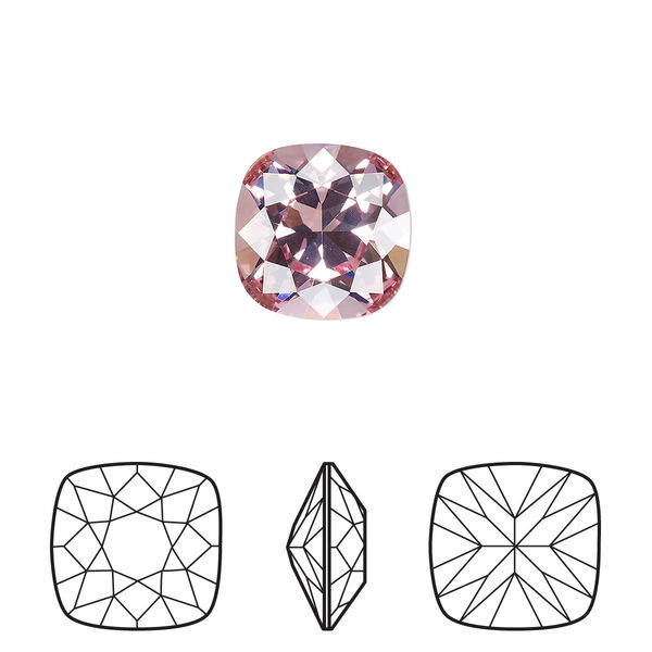 Fancy stone 72pk light rose foil back, Swarovski® 12mm cushion 4470 image number 0