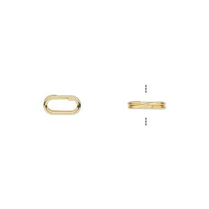 Split ring, gold-plated steel, 8x4mm oval with 6x2mm hole. Sold per pkg of 100.