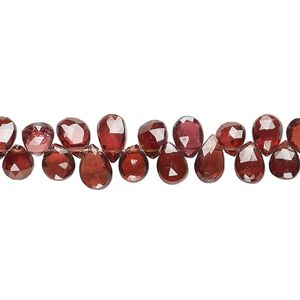 Garnet / rhodolite garnet 1pkg1, hand-cut top-drilled faceted puffed teardrop bead natural 8 inch 5x4mm-7x5mm
