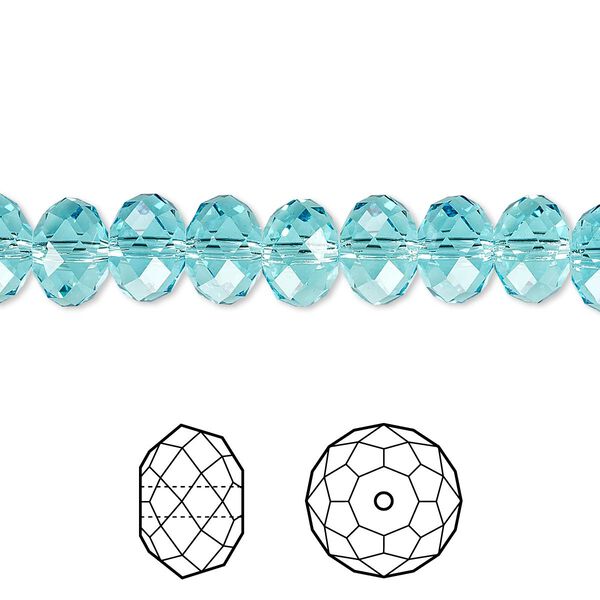 Bead 12pk light turquoise, Crystal Passions® 8x6mm rondelle 5040 image number 0