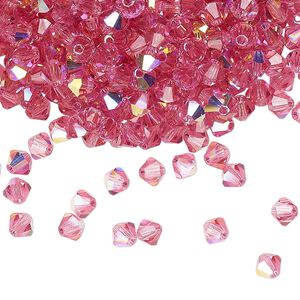 Bead 144pk rose AB, Preciosa Czech crystal 4mm bicone