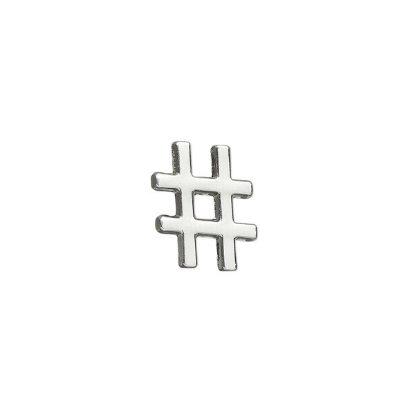 Bead, silver-finished "pewter" (zinc-alloy), 13x10mm "#" with 2mm hole. Sold individually. image number 0