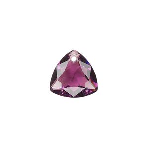 Drop 24pk amethyst, Swarovski® 14.5mm pendant trilliant cut 6434