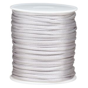 Cord, Satinweave™, nylon, silver, 2mm tighter weave. Sold per 200-foot spool.