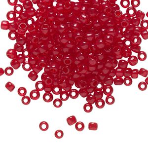 Seed bead, TOHO BEADS®, glass, pkg/250g, #8 round, transparent ruby (TR-08-5C).