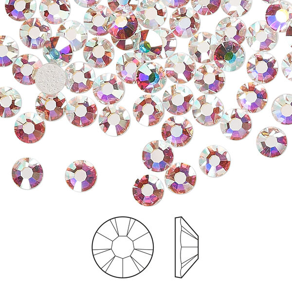 Flat back 1440pk crystal AB foil back, Preciosa MAXIMA Czech crystal hotfix rhinestone 4.6-4.8mm chaton rose round SS20 image number 0