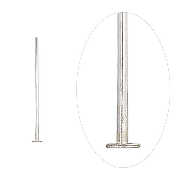 Head pin, sterling silver, 1 inch, 20 gauge. Sold per pkg of 10. image number 0