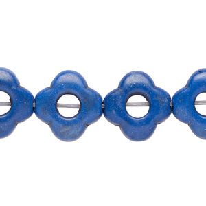 Bead, "howlite" (resin) (imitation) 1pkg1, dark blue, 15-16mm flower donut, 15 inches.