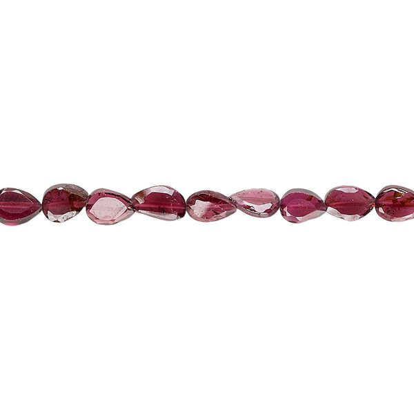 Garnet 1pkg1, hand-cut faceted flat teardrop bead 14 inch 5x4mm-6x4mm image number 0