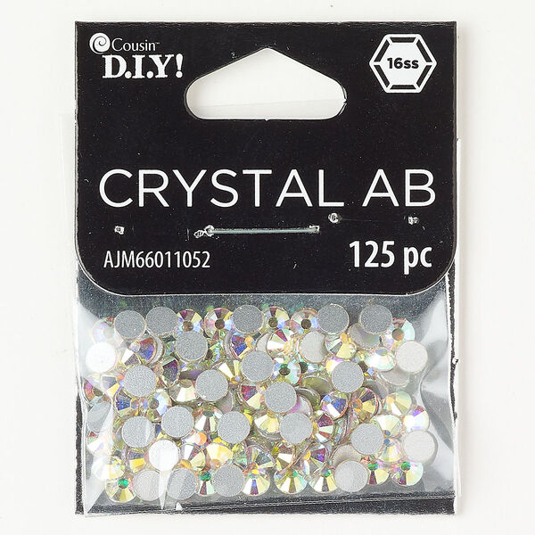 Flat back glass 125pk clear AB, 3.80-4.00mm faceted round, SS16 image number 0