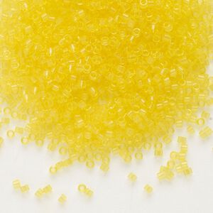 Seed bead, Delica®, glass, pkg/7.5g, #11 round, transparent yellow (DB-0710).