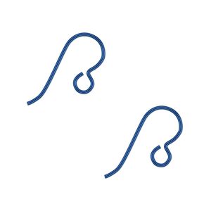 Ear wire fishhook 1pkg10 niobium, 13mm / open loop, 20 gauge anodized / navy blue 5 pair