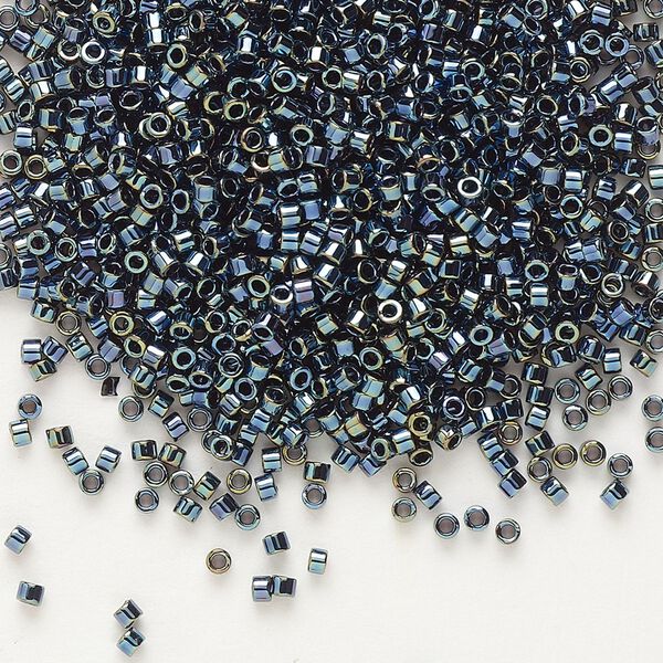 Seed bead, Delica®, glass, pkg/7.5g, #11 round, opaque iris gunmetal (DB-0006). image number 0