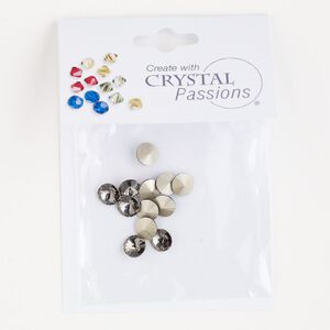 Chaton 12pk black diamond foil back, Crystal Passions® 6.14-6.32mm rivoli SS29 1122