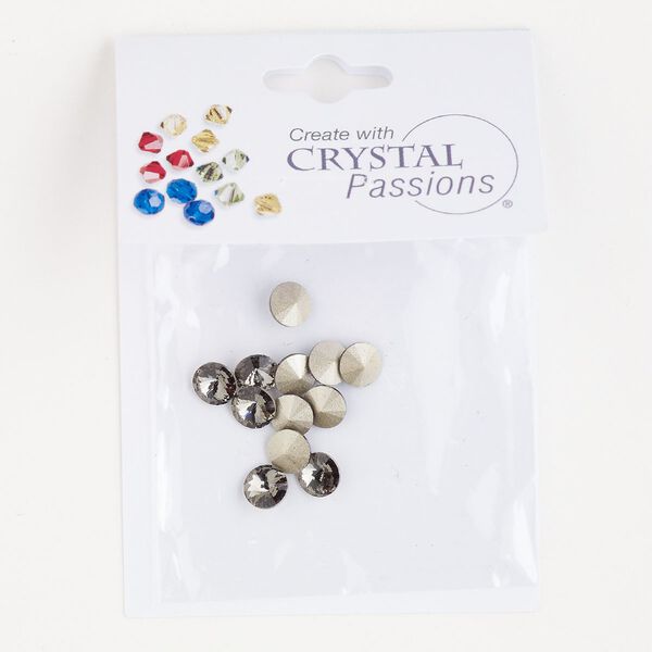 Chaton 12pk black diamond foil back, Crystal Passions® 6.14-6.32mm rivoli SS29 1122 image number 0