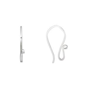 Ear wire fishhook 1pkg2 sterling silver, 19x10mm / square wire / open loop, 20 gauge 1 pair