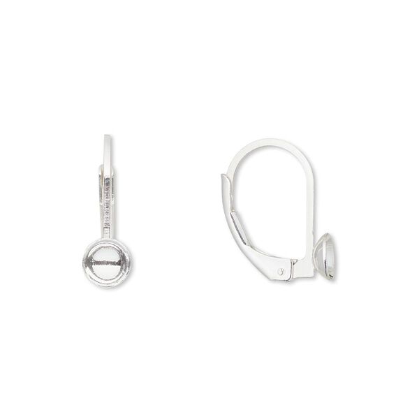 Ear wire, sterling silver-filled, 16mm leverback with 5mm cup, fits 6-8mm undrilled bead. Sold per pair. image number 0