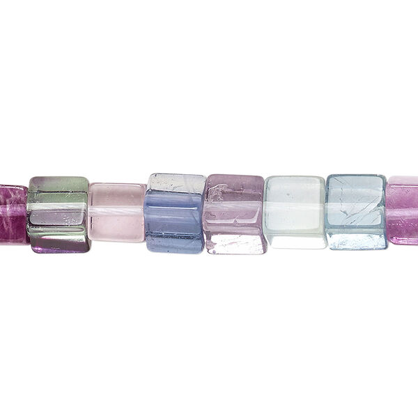 Bead, rainbow fluorite (natural), 6mm cube, A grade, Mohs hardness 4. Sold per 15-1/2" to 16" strand. image number 0