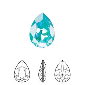 Fancy stone 6pk crystal laguna DeLite, Crystal Passions® 18x13mm pear 4320