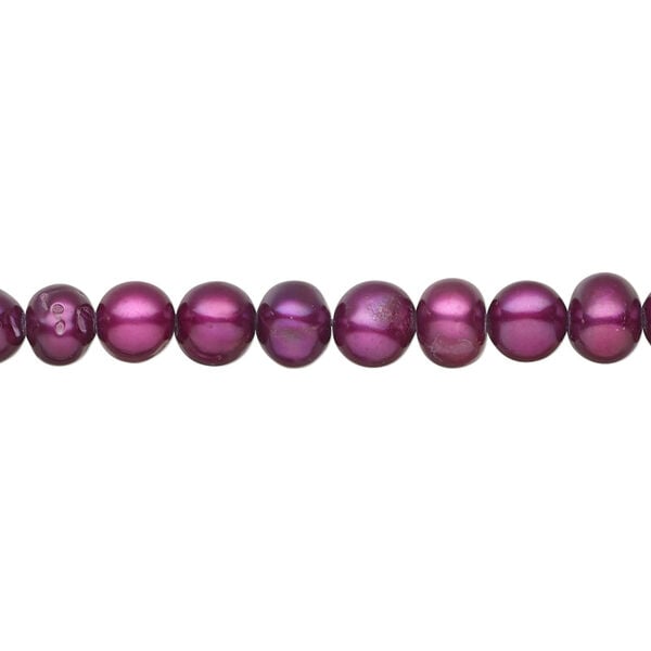 Freshwater pearl 1pkg1, semi-round, 15 inch dark plum 5-6mm cultured image number 0