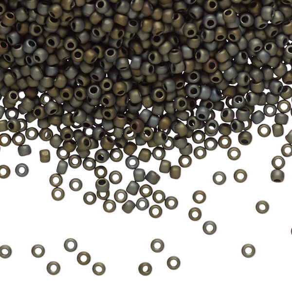 Seed bead, TOHO BEADS®, glass, pkg/50g, #11 round, opaque frosted metallic iris brown (TR-11-83F). image number 0