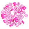 Bead 1pkg50, polymer clay, dark pink / light pink / white, 9mm flat round awareness ribbon image number 1
