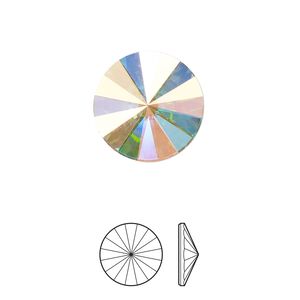 Flat back 4pk crystal AB foil back, Preciosa MAXIMA Czech crystal rhinestone 14mm rivoli