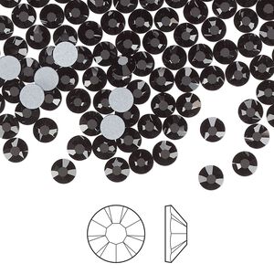 Flat back 1440pk jet foil back, Preciosa MAXIMA Czech crystal rhinestone 3.8-4mm chaton rose round SS16