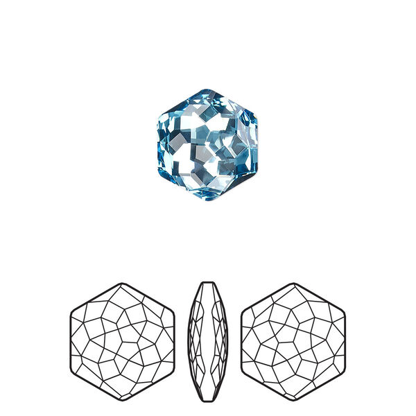 Fancy stone 2pk aquamarine foil back, Crystal Passions® 11.2x10mm thin hexagon 4683 image number 0