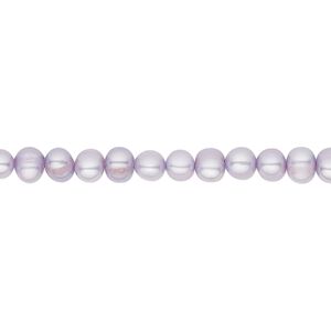 Pearl, cultured freshwater (dyed), lavender, 4-5mm semi-round, C grade, Mohs hardness 2-1/2 to 4. Sold per 15-1/2" to 16" strand.