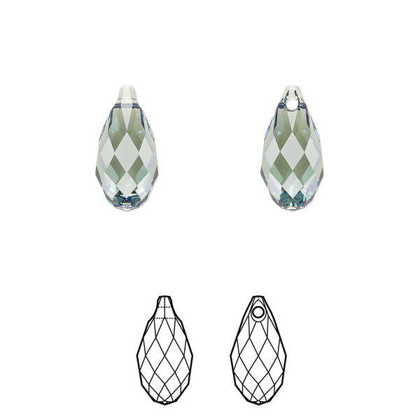 Briolette 24pk erinite, Crystal Passions® 13x6.5mm pendant drop 6010 image number 0