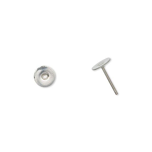 Earstud, stainless steel, 6mm flat pad. Sold per pkg of 50 pairs. image number 0