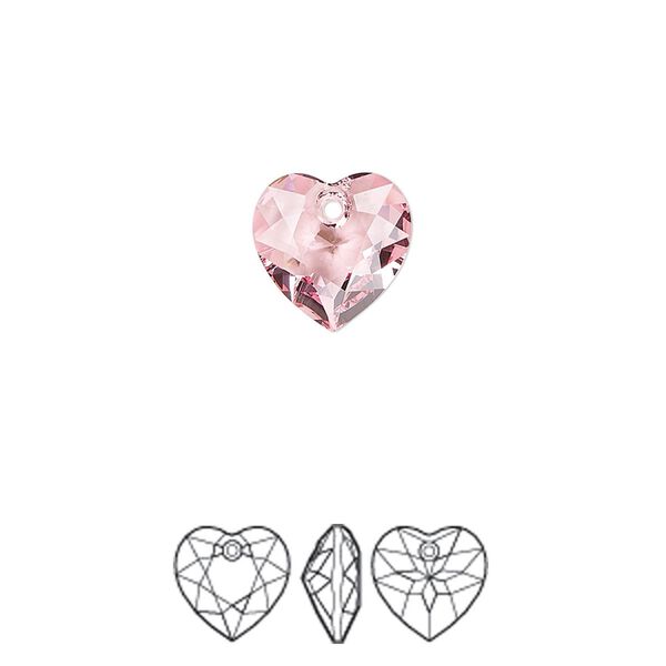 Drop 48pk light rose, Swarovski® 10.5mm pendant heart cut 6432 image number 0