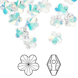 Bead 12pk crystal AB, Crystal Passions® 8mm flower 5744