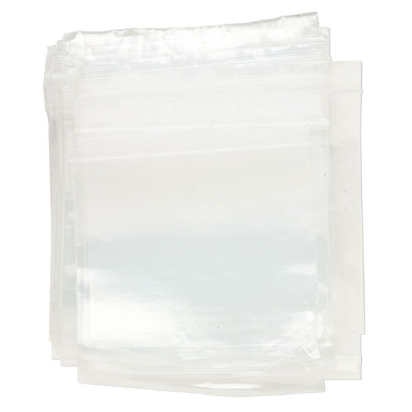 Bag, Tite-Lip™, anti-tarnish plastic, transparent clear, 4-inch top zip. Sold per pkg of 1,000. image number 1