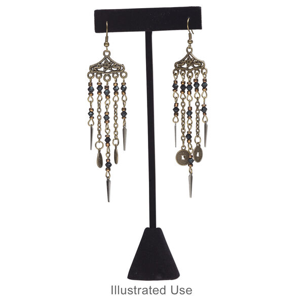 Display, earring, velvet, black, 6-1/2 x 2-1/2 x 1 inches. Sold individually. image number 2