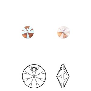 Drop 12pk light rose shimmer, Crystal Passions® 6mm pendant mini disk 6428