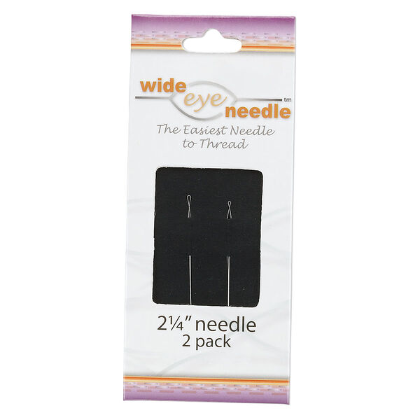 Needle, Wide-Eye Needle™, flexible, stainless steel, #18 light with 0.13mm wire width, 2-1/4 inches with loop end. Sold per pkg of 2. image number 0