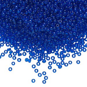 Seed bead, Preciosa Ornela Czech glass, pkg/50g, #11 rocaille, transparent sapphire blue, (60300).