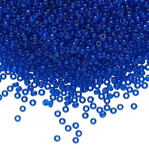 Seed bead, Preciosa Ornela Czech glass, pkg/50g, #11 rocaille, transparent sapphire blue, (60300). image number 0