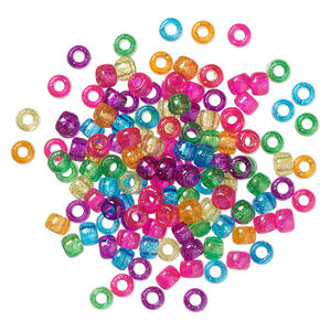 Pony bead mix 1pkg900, The Beadery&reg; plastic, translucent, jelly colors, 9x6mm (750V467)