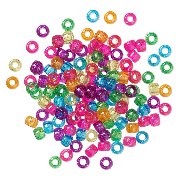 Pony bead mix 1pkg900, The Beadery&reg; plastic, translucent, jelly colors, 9x6mm (750V467) image number 0