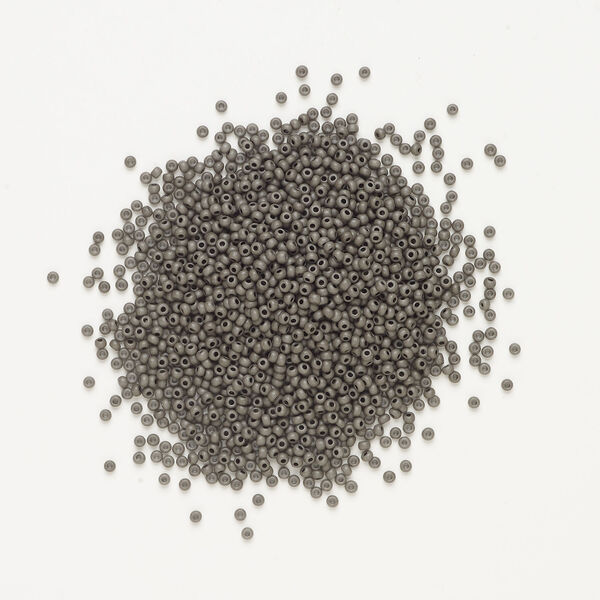 Seed bead, Preciosa Ornela Czech glass, 1pkg500g, 2.8-3.2mm rocaille, opaque matte terra dyed stone grey chalkwhite (06443) image number 1