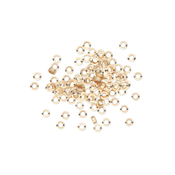 Bead, gold-finished brass, 2x1mm micro rondelle. Sold per pkg of 1000. image number 0